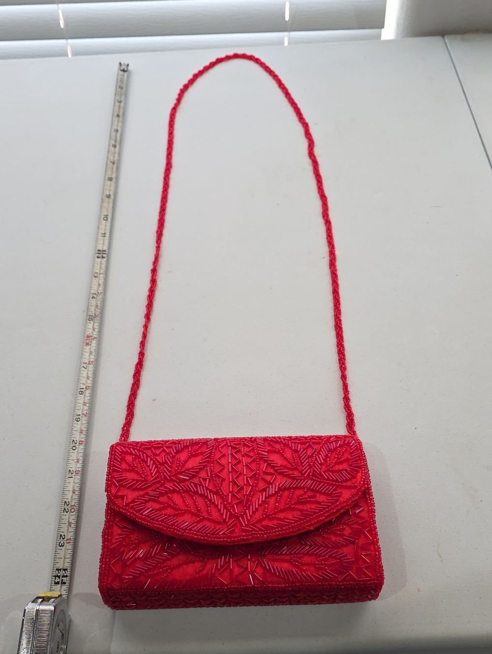 Bijoux Terner Red Beaded Evening Shoulder Bag